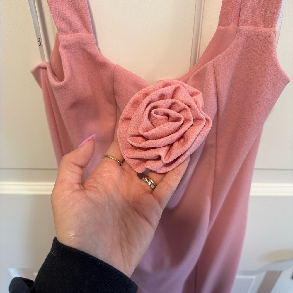 Lulu's Blush Pink Sleeveless Dress with Detachable Flower